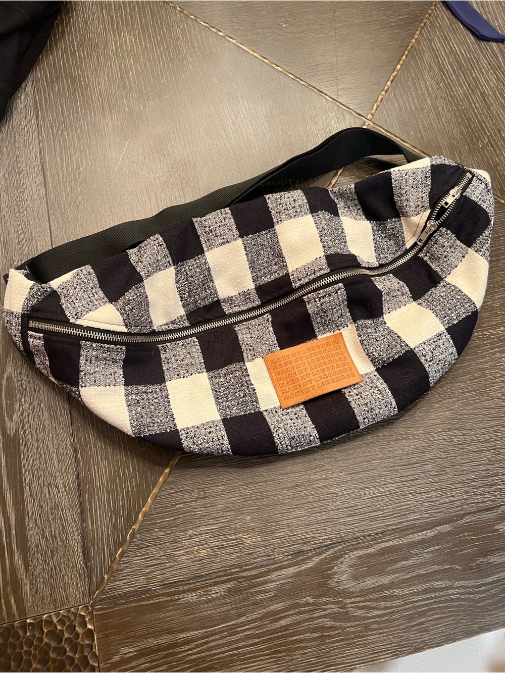 Make my Lemonade Checked Black & White Waist Bag - Crossbody